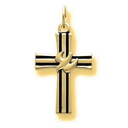 Dove Cross Pendant - Gold