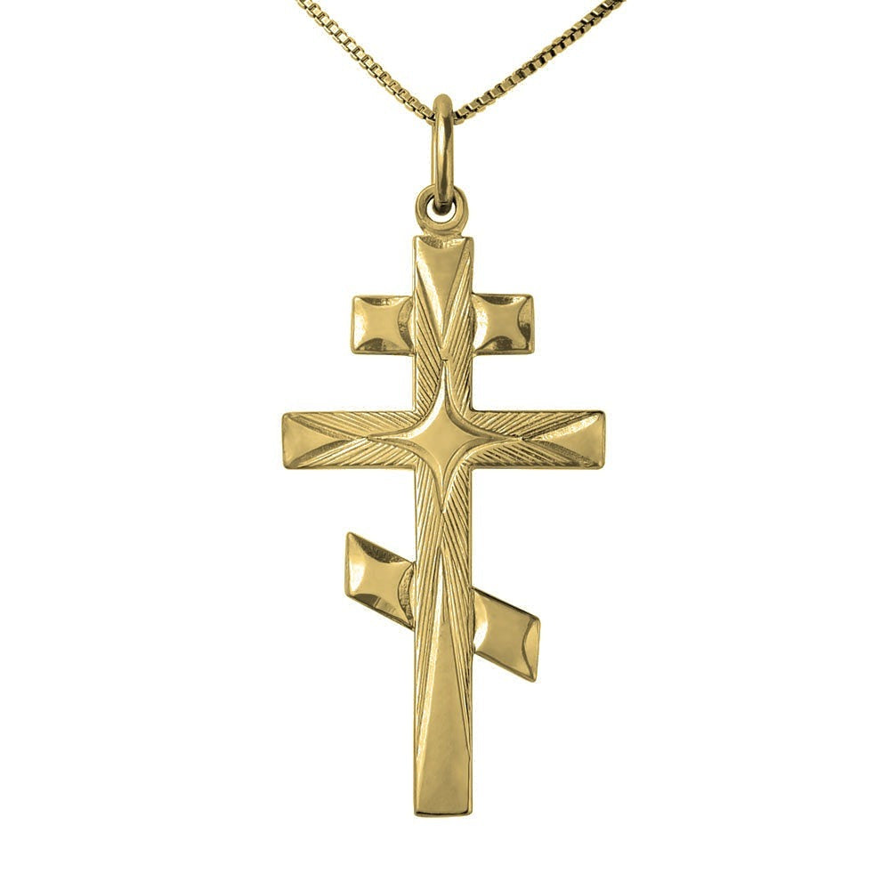 Eastern Orthodox Cross Pendant - Gold