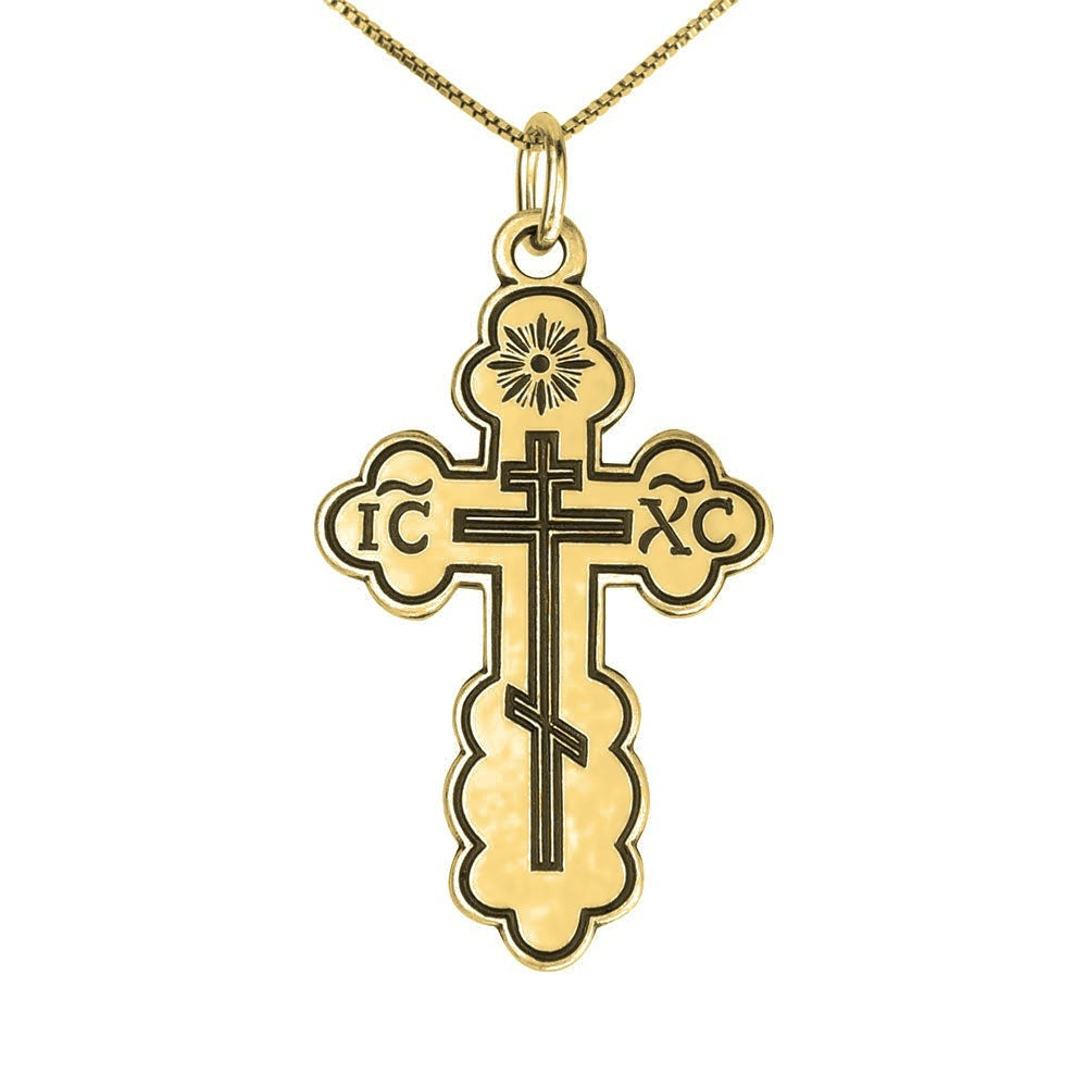Eastern Orthodox Cross Pendant - Gold