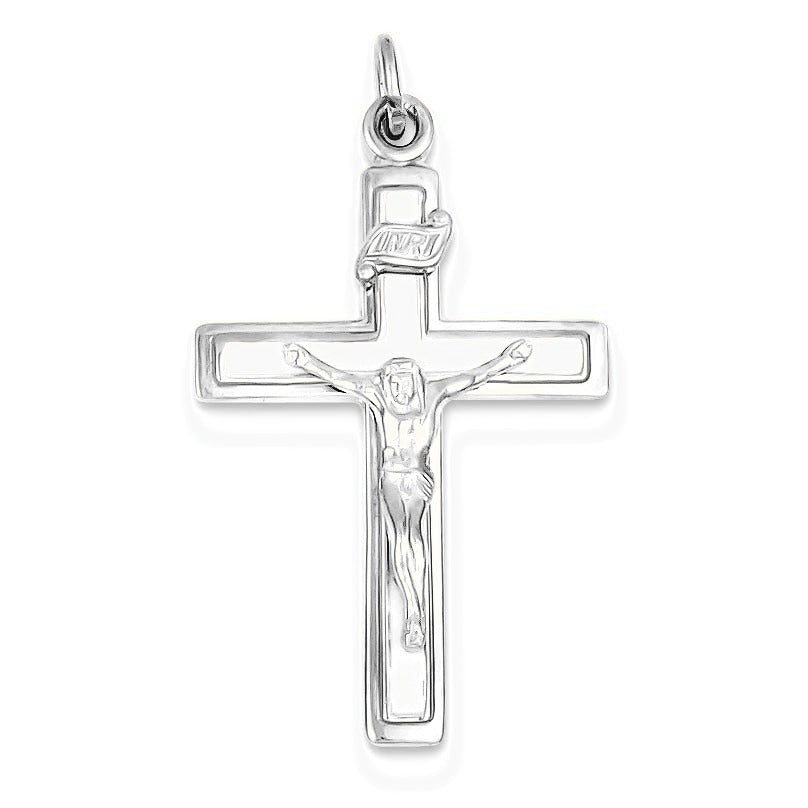 Enamel & Vermeil INRI Crucifix Charm - Silver/Stainless