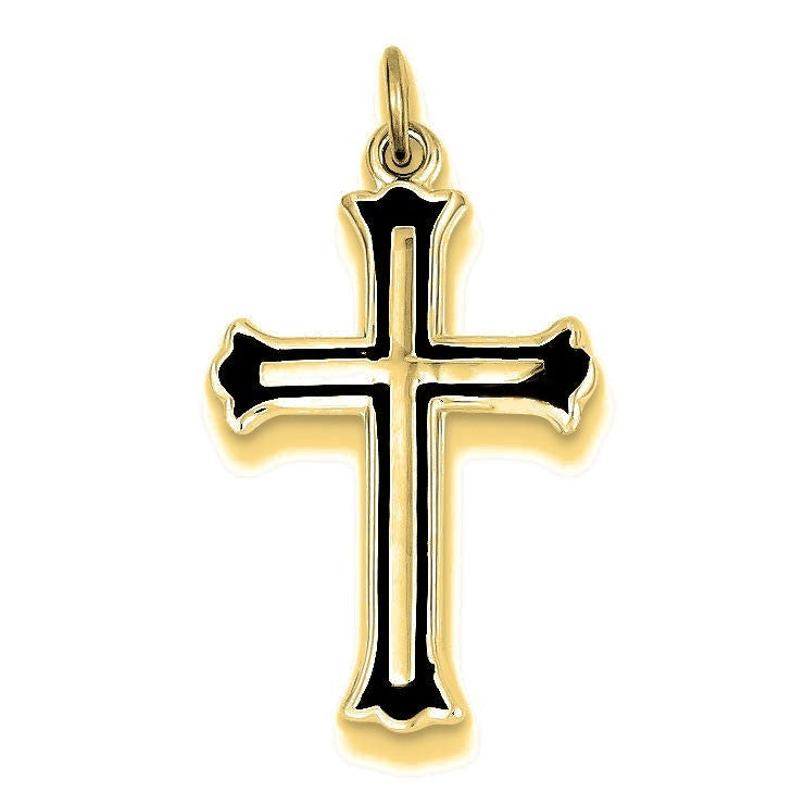 Enameled Cross Charm - Gold