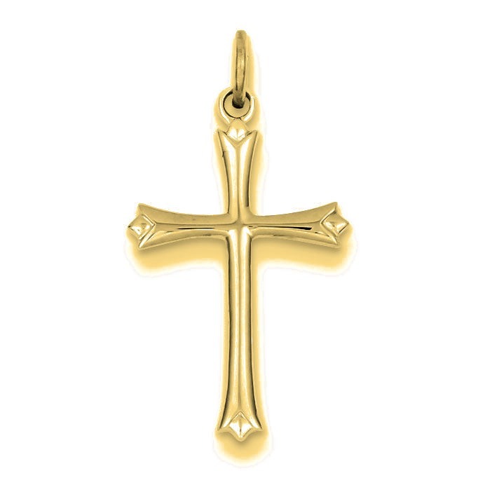 Fleur De Lis Cross Charm - Gold