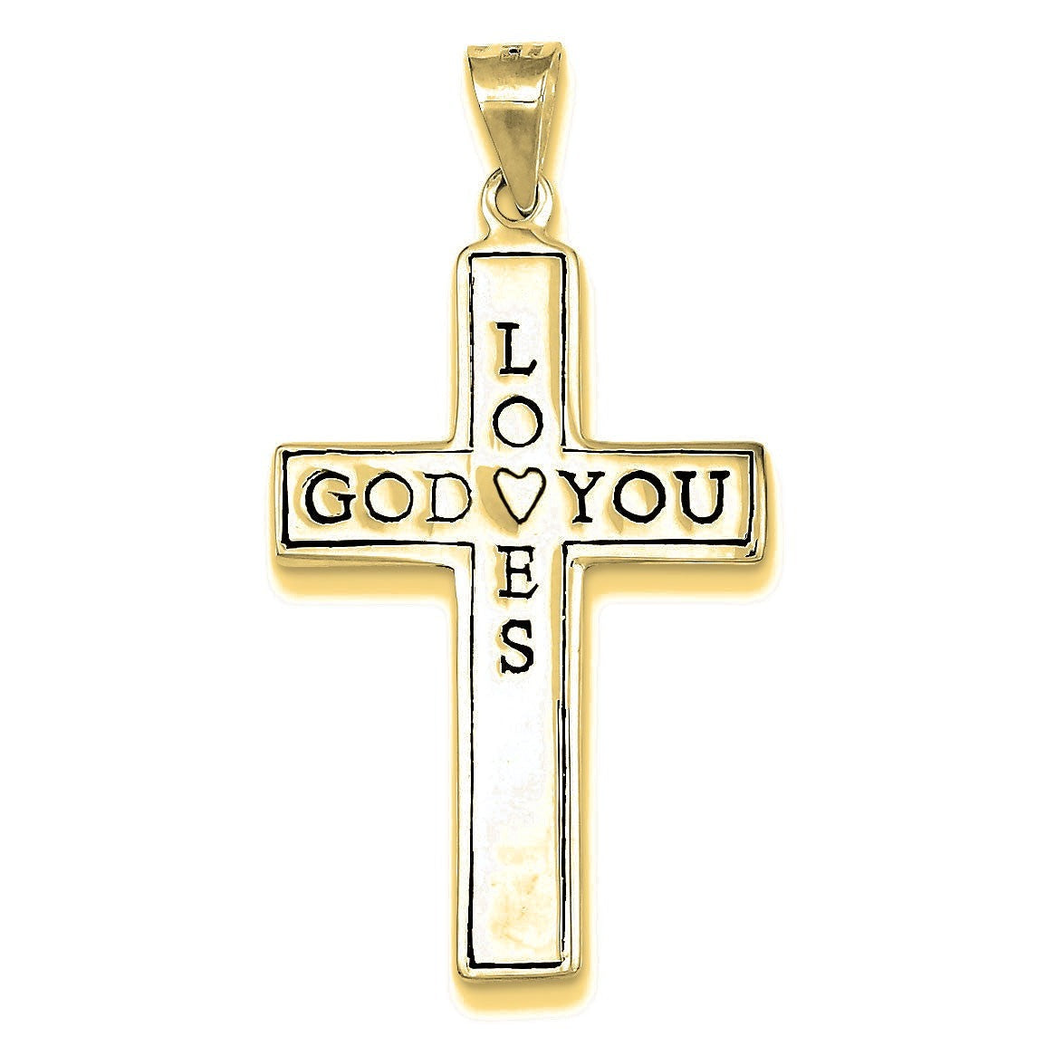 God Loves You Cross Pendant - Gold