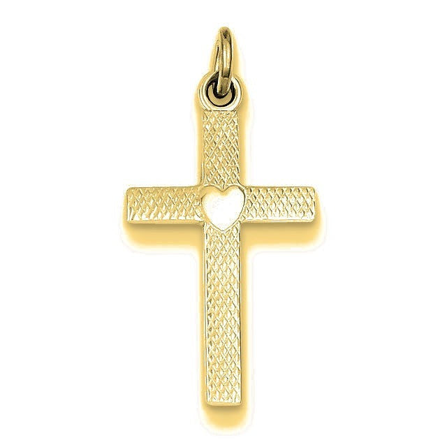 Heart Cross Charm - Gold