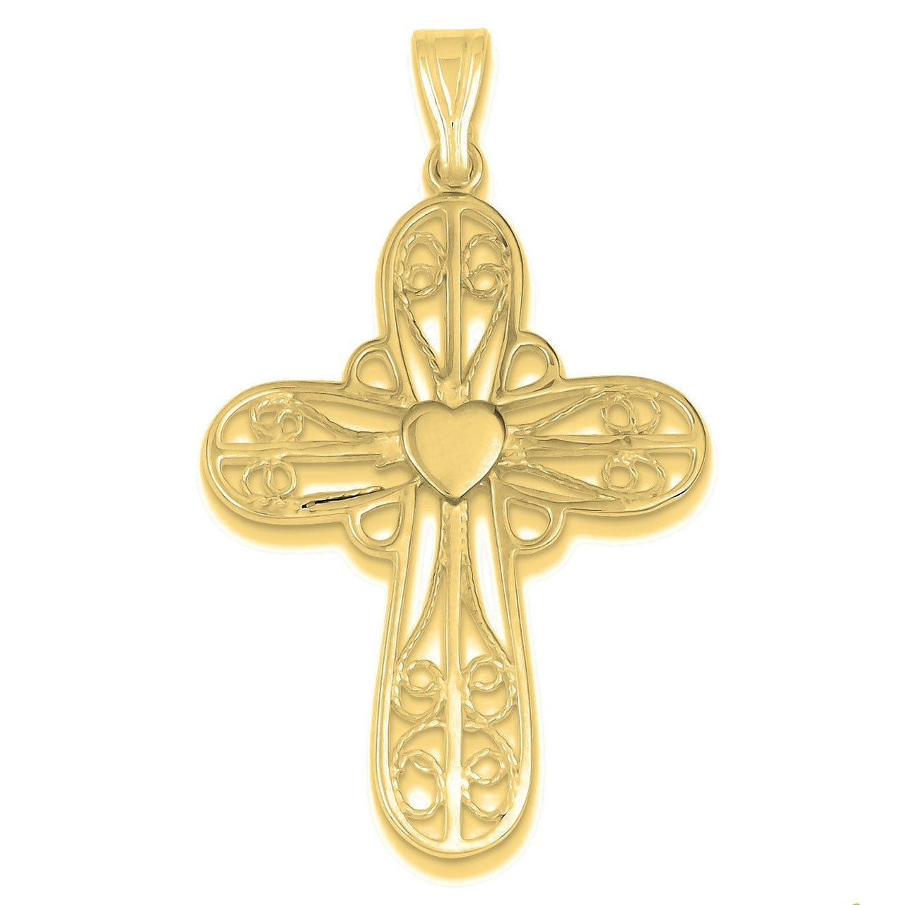 Heart Cross Pendant - Gold