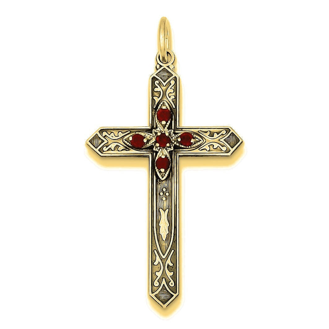 January Birthstone Cross Pendant - Gold