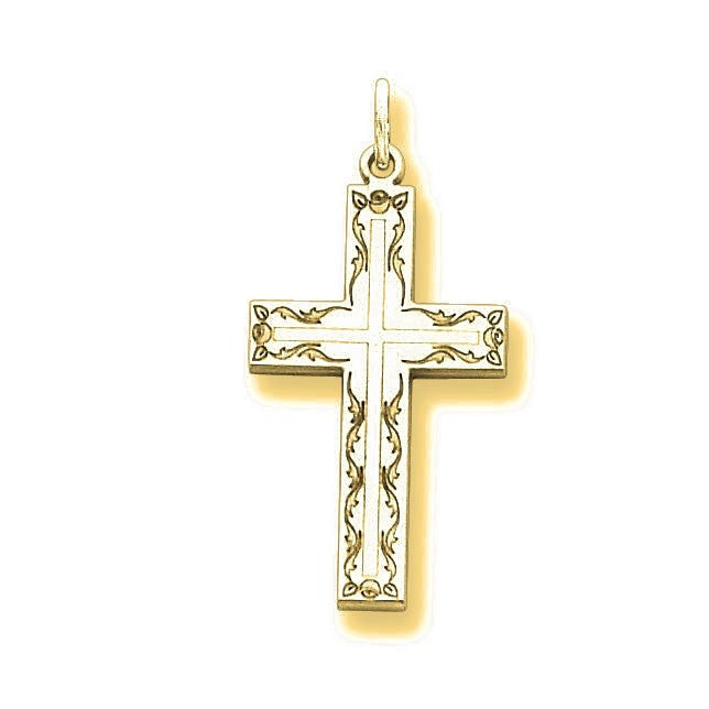 Laser Designed Cross Charm - Gold
