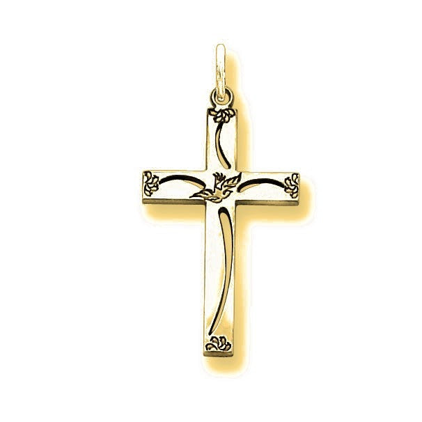 Laser Designed Cross Charm - Gold