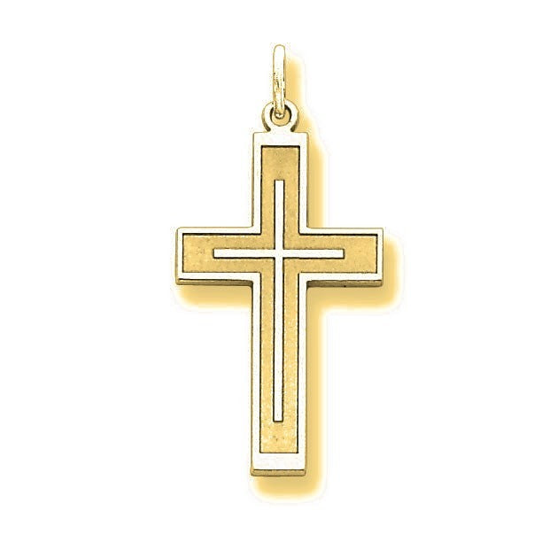Laser Designed Cross Charm - Gold