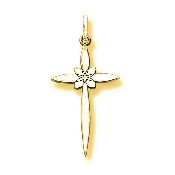 Laser Designed Cross Charm - Gold
