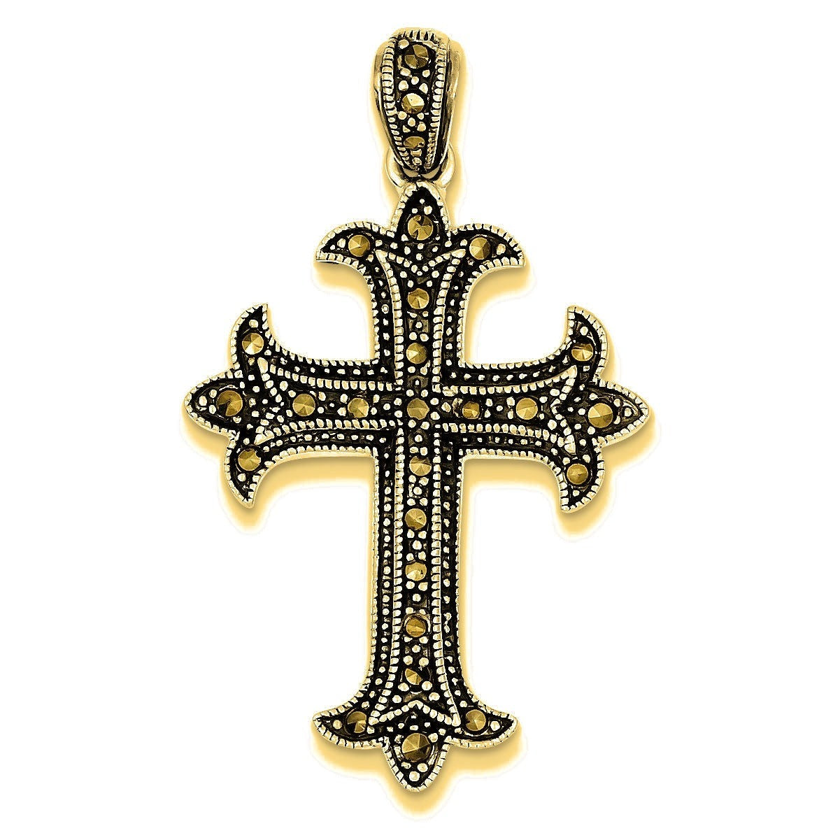 Marcasite Cross Pendant - Gold