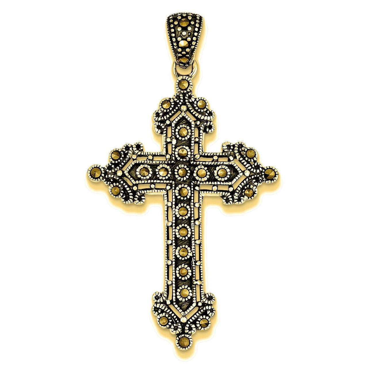 Marcasite Cross Pendant - Gold