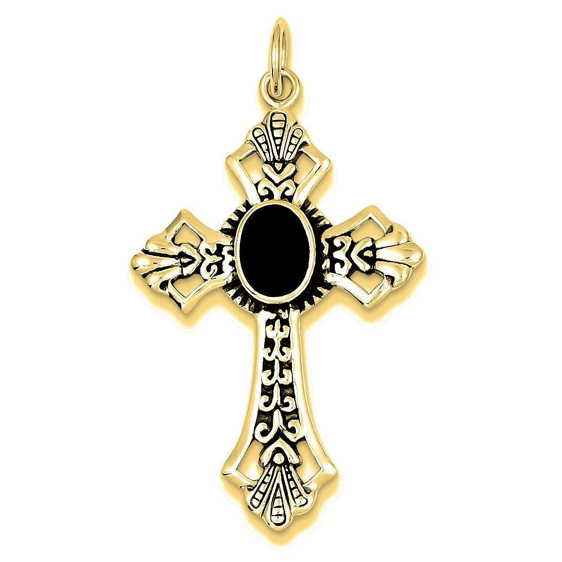 Onyx Cross Pendant - Gold