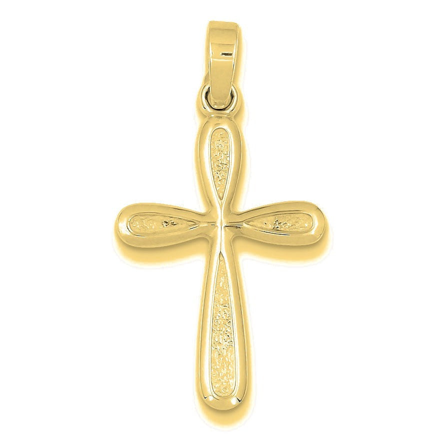 Polished and Textured Cross Pendant - Gold