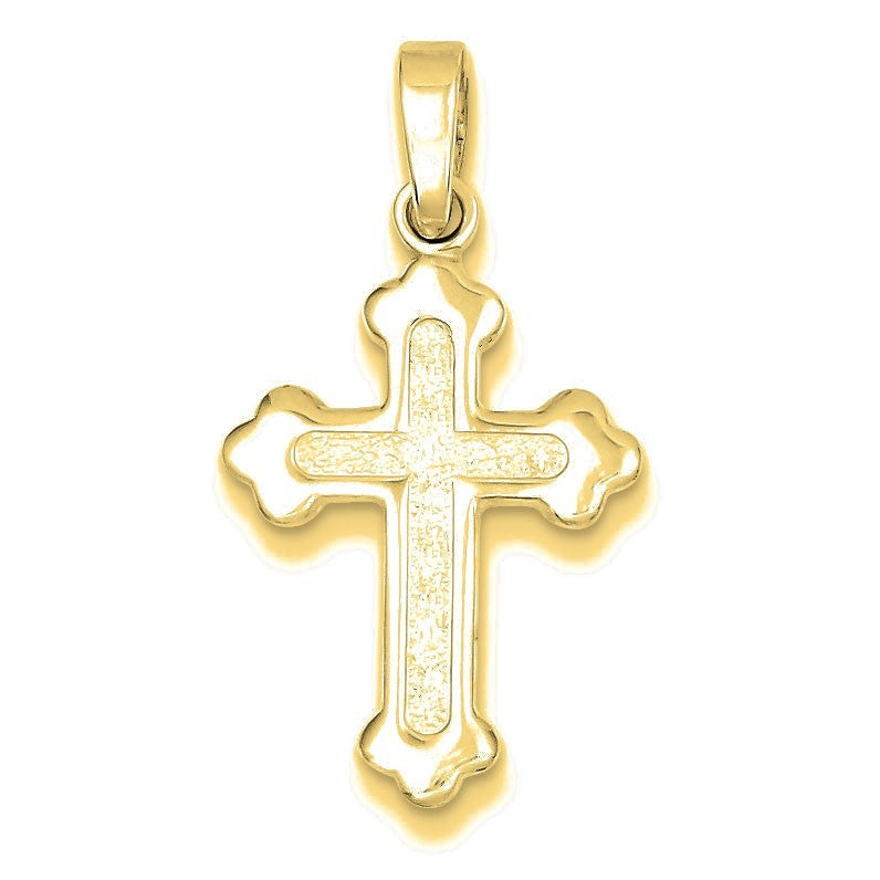 Polished and Textured Cross Pendant - Gold