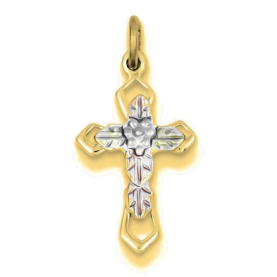 Polished Epoxy & Cross Pendant - Gold with Silver Accents
