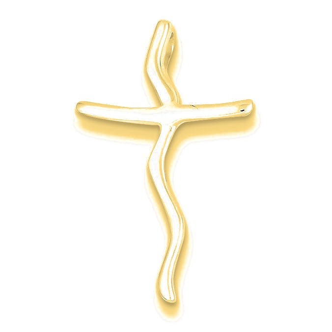 Polished Freeform Cross Pendant - Gold