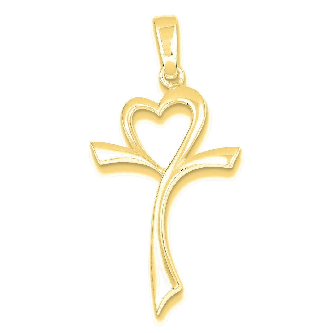 Polished Heart Cross - Gold