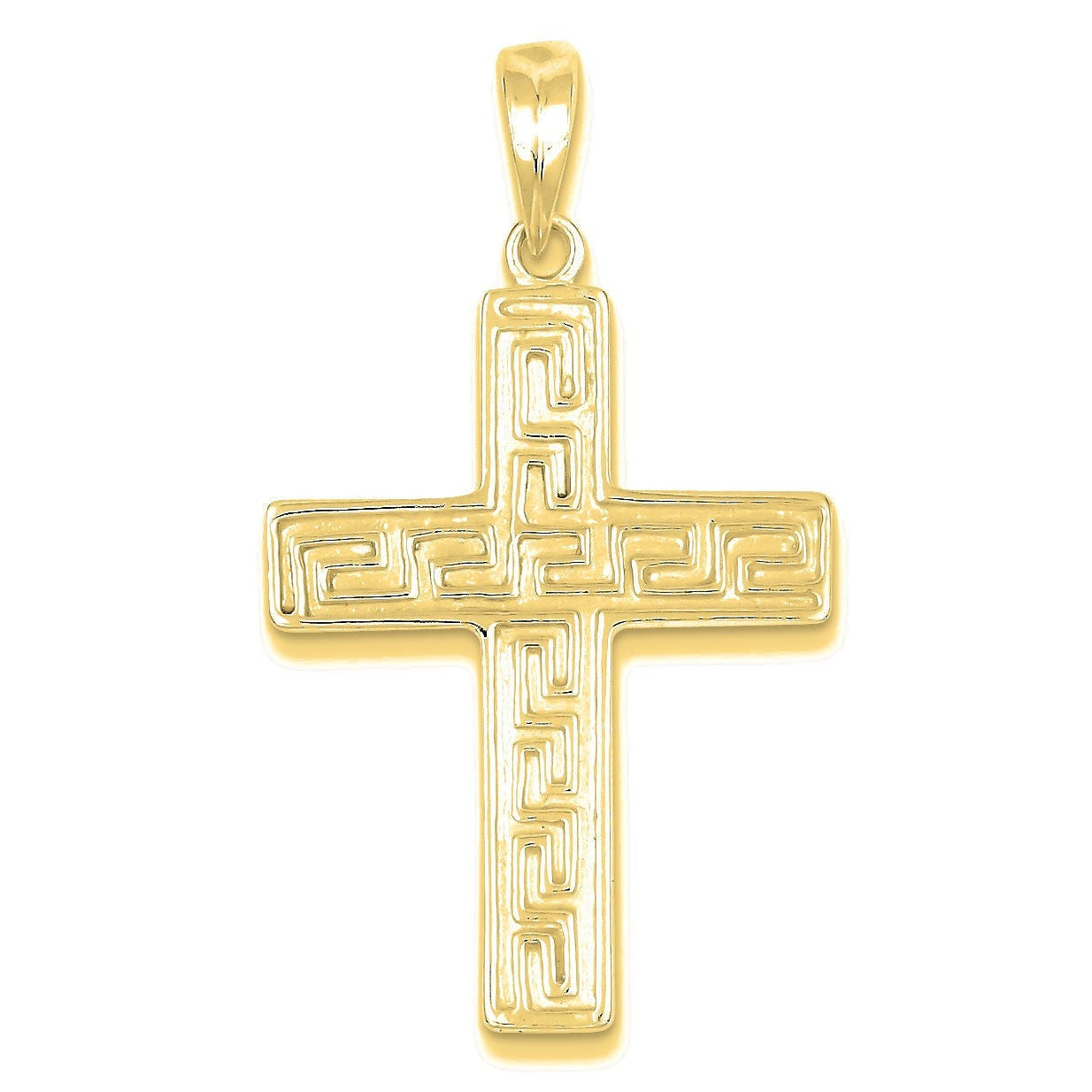 Polished & Textured Cross Pendant - Gold