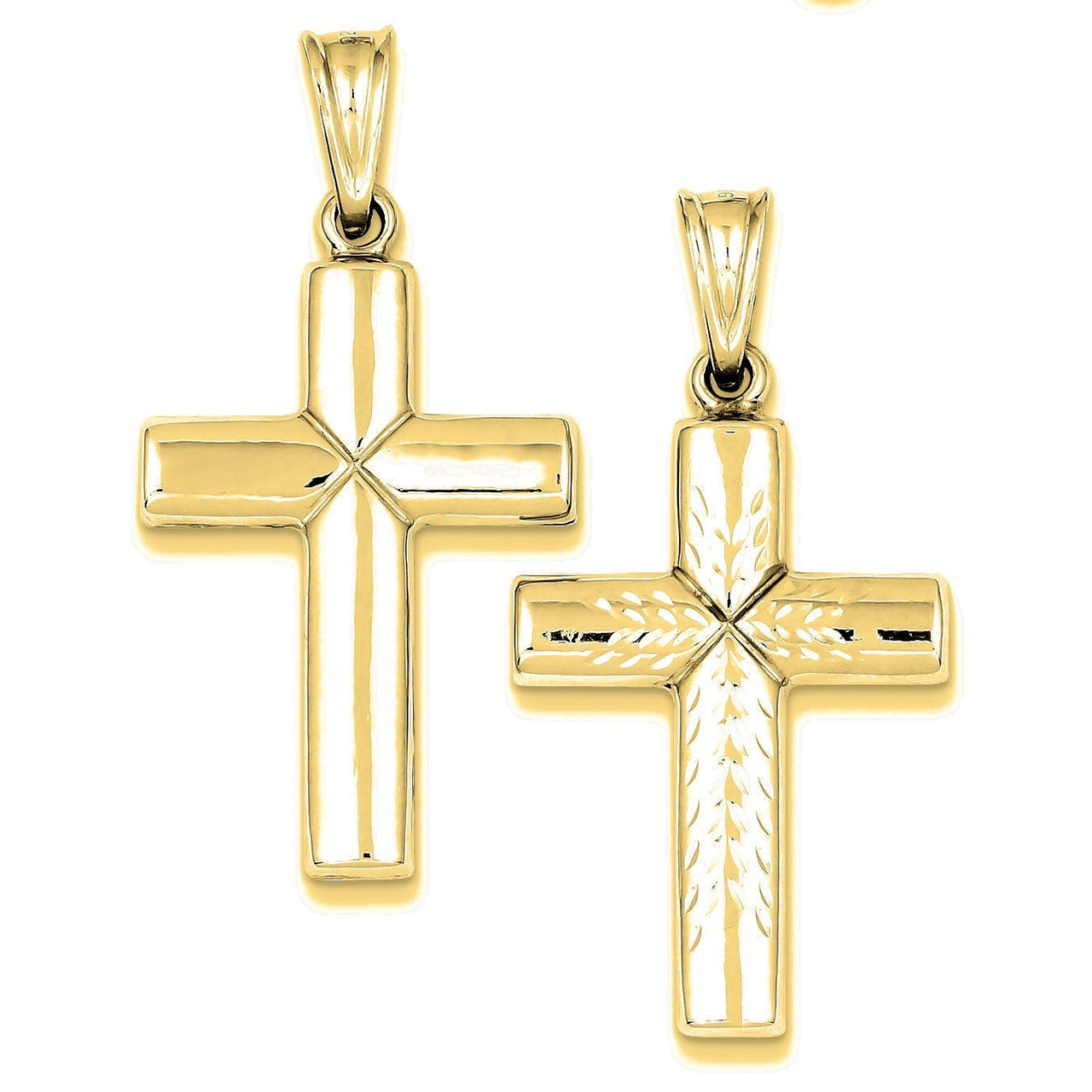 Rhodium-plated Diamond -Cut Cross Pendant - Gold