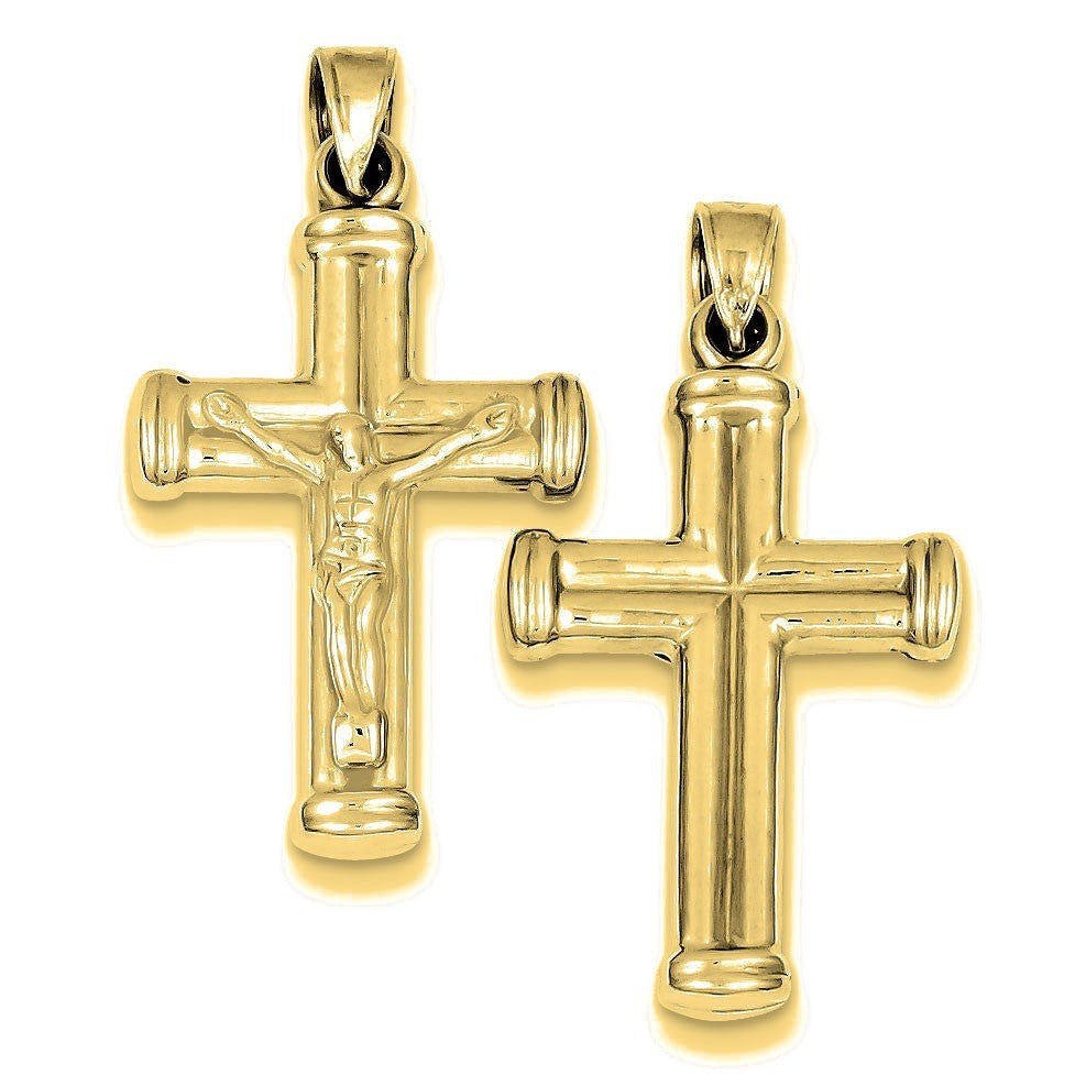 Rhodium-plated Hollow Crucifix Pendant - Gold