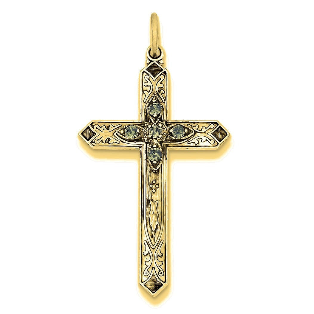 December Birthstone Cross Pendant - Gold