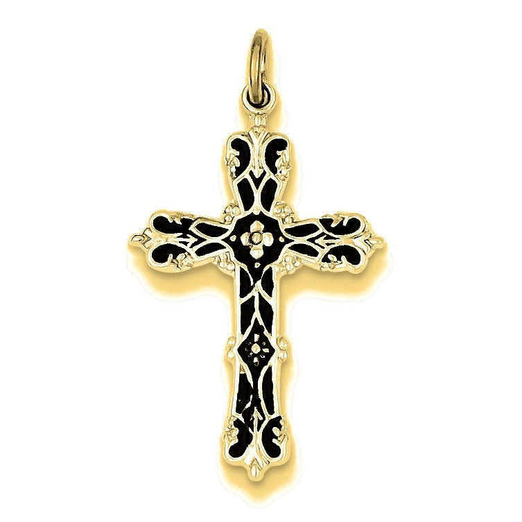with Black Epoxy Cross Pendant - Gold