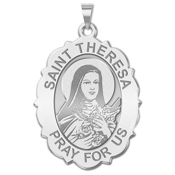 Saint Theresa - Scalloped Oval Medal