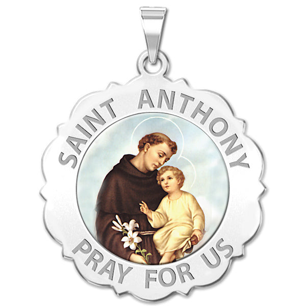 Saint Anthony Scalloped Medal "Color"