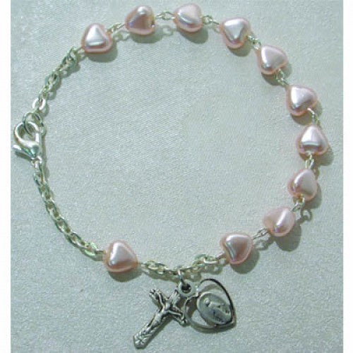 6 1/2" PINK HEART BRACELET