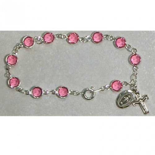 7 1/2" PINK CRYSTAL BRACELET
