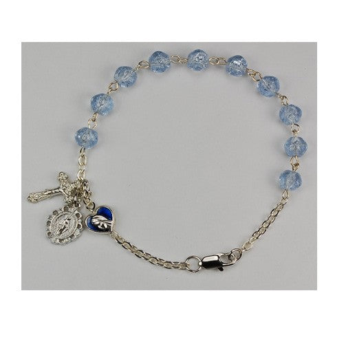 7 1/2" BLUE ROSARY BRACELET