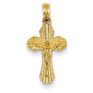 14K 3-D Reversible God Loves Me Crucifix Pendant