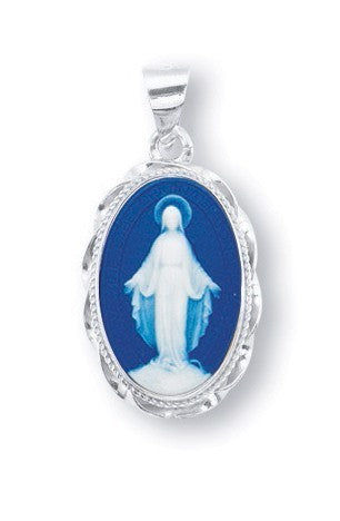 Sterling Silver Light Blue Miraculous Cameo