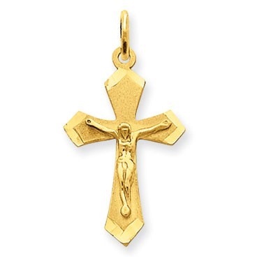 14k Satin & Diamond-cut Crucifix Charm