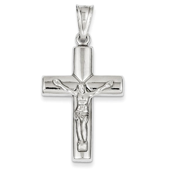 14k White Gold Reversible Crucifix /Cross Pendant