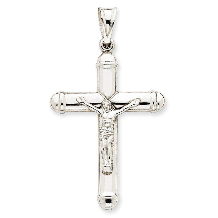 14k White Gold Reversible Crucifix /Cross Pendant