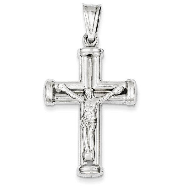 14k White Gold Reversible Crucifix /Cross Pendant