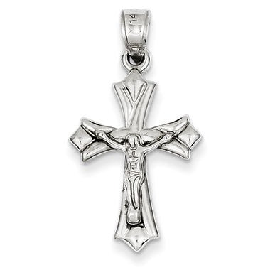 14k White Gold Reversible Crucifix /Cross Pendant
