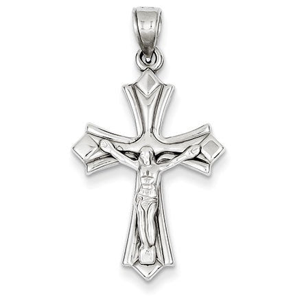 14k White Gold Reversible Crucifix /Cross Pendant