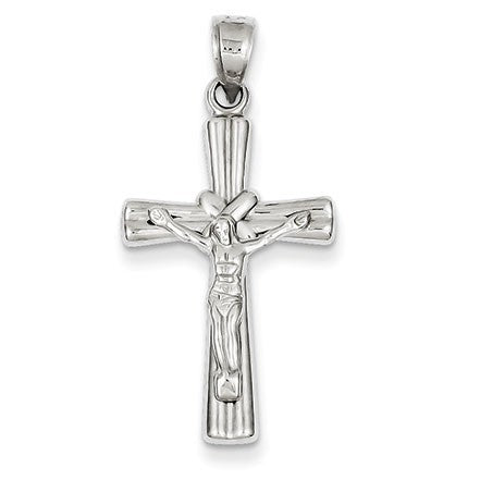 14k White Gold Reversible Crucifix /Cross Pendant