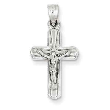 14k White Gold Reversible Crucifix /Cross Pendant