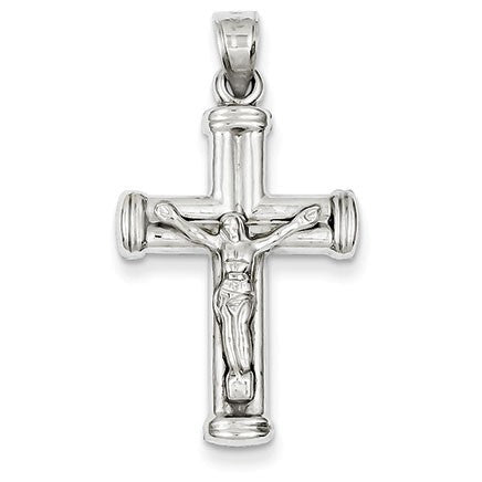 14k White Gold Reversible Crucifix /Cross Pendant