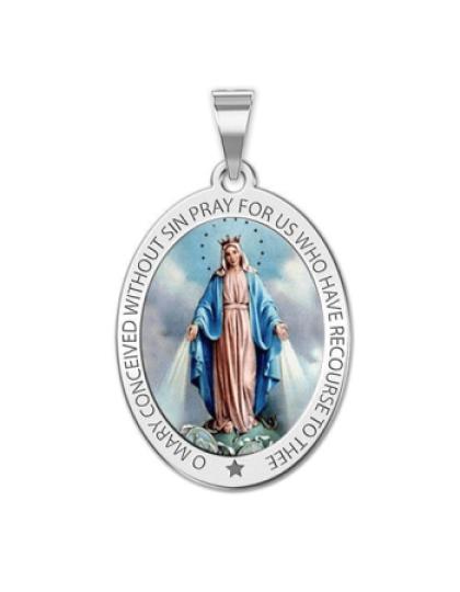 Miraculous Medal Color Oval Pendant