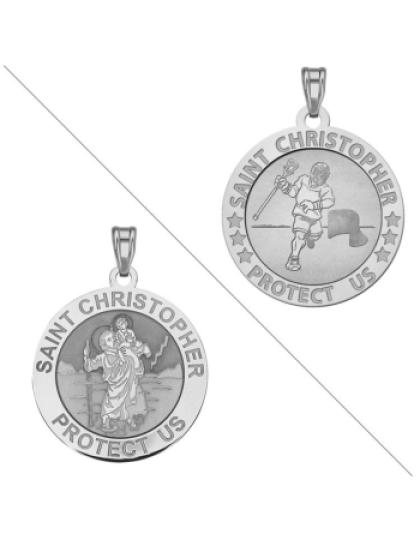 Lacrosse - Saint Christopher Doubledside Sports Religious Medal "EXCLUSIVE"