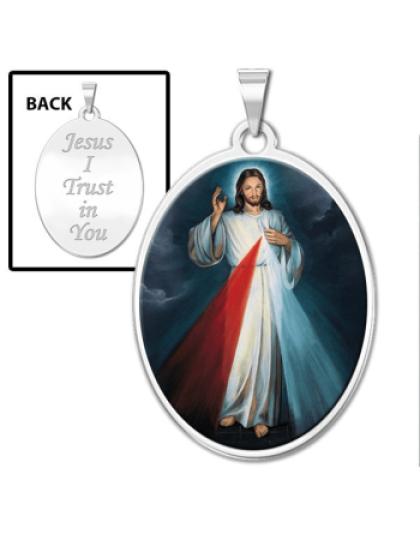 John Paul Pope Saint II Religious Medal - Sterling Silver Oval Pendant ...