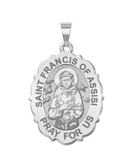 Saint Francis of Assisi Scalloped Medal