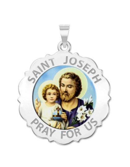 Saint Joseph Scalloped Medal "Color"