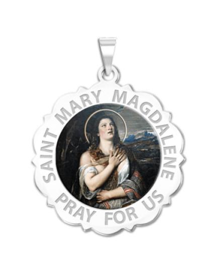 Saint Mary Magdalene Scalloped Medal "Color"