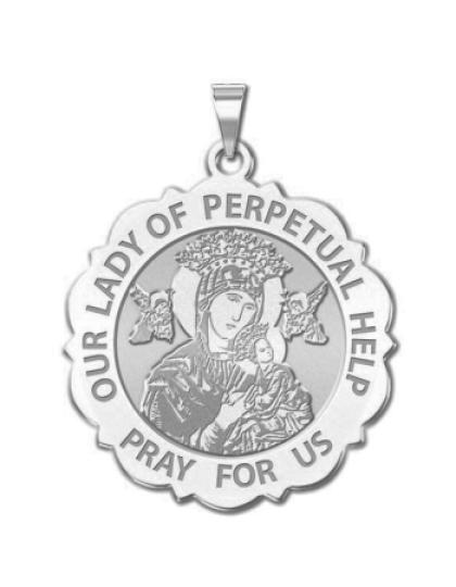 Our Lady of Perpetual Help Scalloped Round Medal